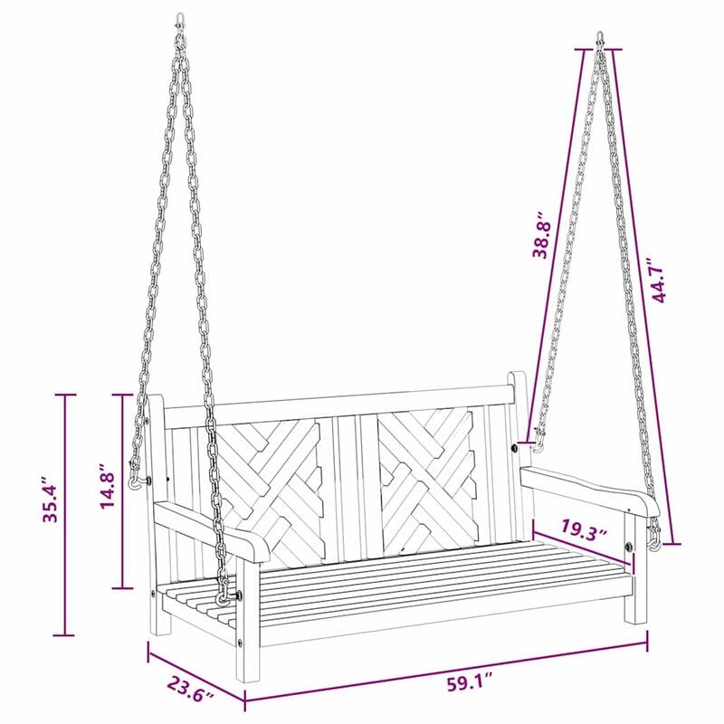 vidaXL Swing Bench Other Brown 44.9" x 23.6" x 25.2" Solid teak wood - 44.9 x 23.6 x 25.2