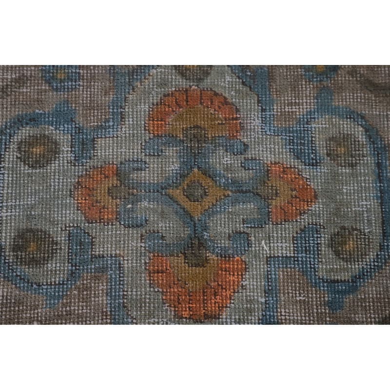 Distressed Tabriz Persian Antique Rug Hand-Knotted Wool Carpet - 7'1" x 10'11"