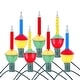 preview thumbnail 9 of 8, 7 Light Traditional Christmas Bubble Light Set, Red and Yellow Liquid, 7 Feet Blue - Glass