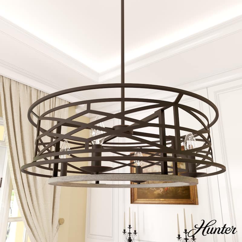 Hunter Langwood 4-Light Round Chandelier - Dining Room, Entry - Modern Farmhouse, Contemporary, Transitional
