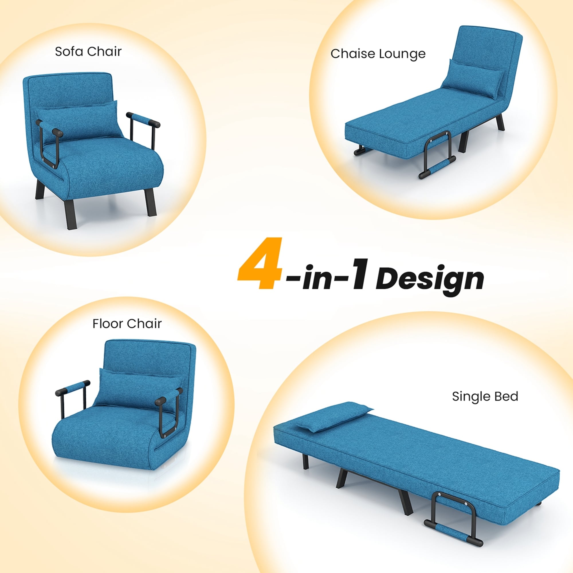 Costway convertible sofa bed folding arm chair deals sleeper leisure recliner