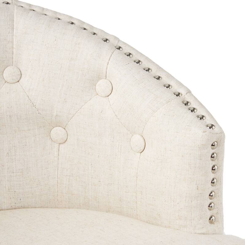 Roomfitters 30" Swivel Bar Stools Set of 2, Upholstered Counter Chairs with Nailhead Trim and Tufted Back, Beige