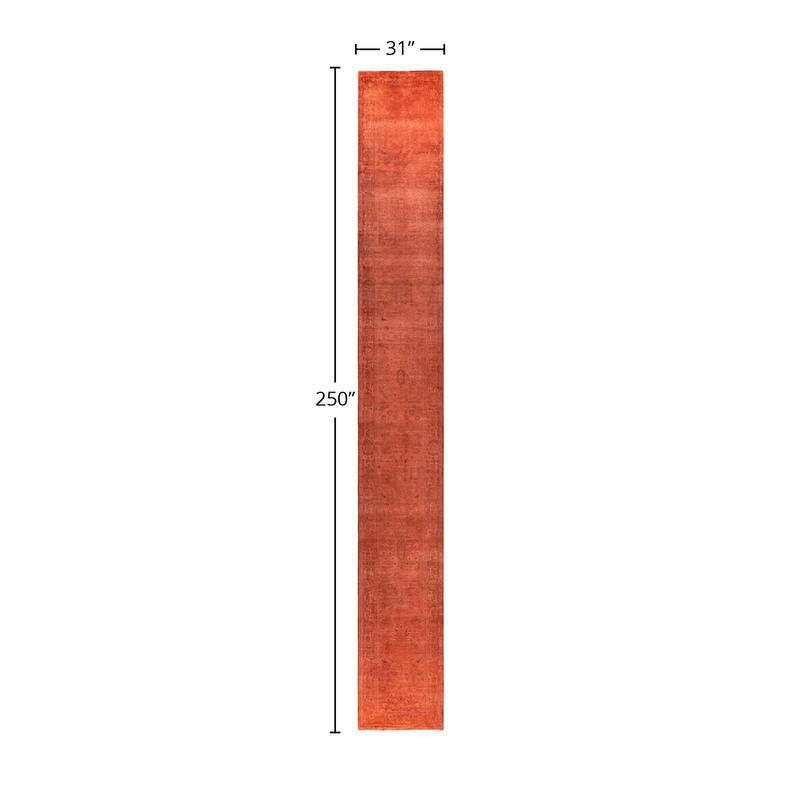 Contemporary Overdyed Wool Hand Knotted Runner - 2' 7" x 20' 10"