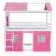 preview thumbnail 4 of 22, Full Size Bunk Wood House Bed with Elegant Windows, Sills and Tent