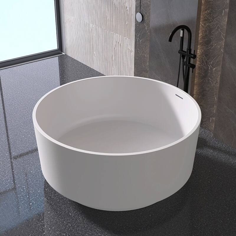 MEDUNJESS 49'' Freestanding Bathtub Solid Surface Soaking Tub