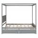 preview thumbnail 5 of 25, Full Size Wood Canopy Bed with 2 Drawers - Modern Design for Stylish Bedrooms, Brushed White/Brown/Grey