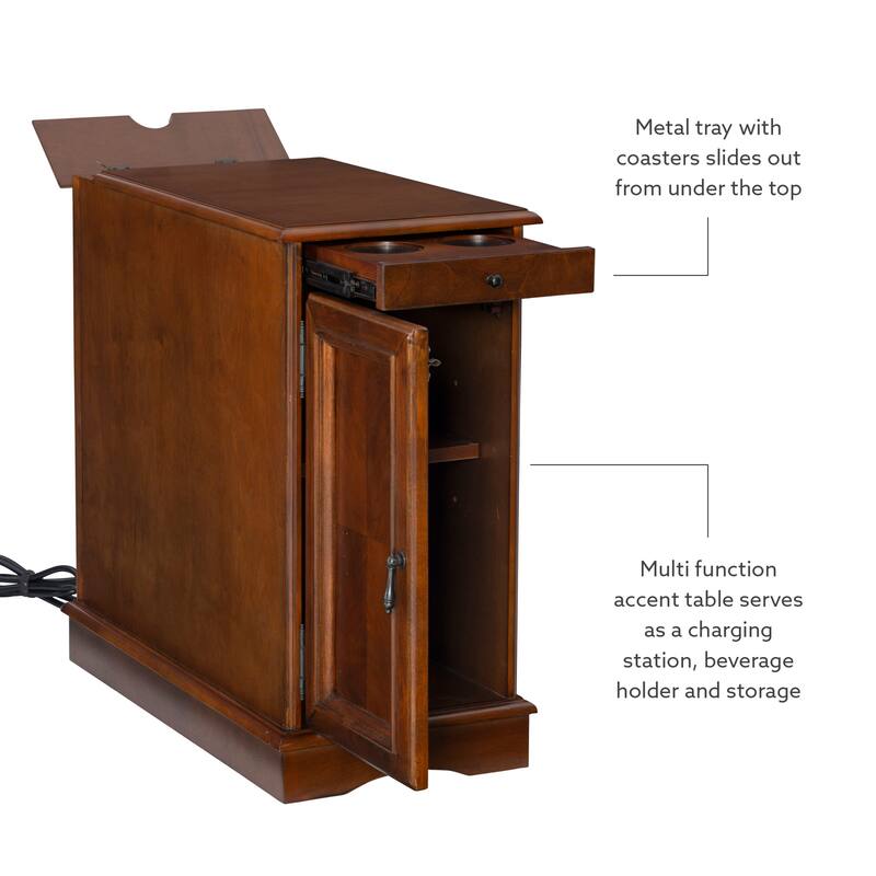 Rectangular Accent Table with USB and Storage Compartment - 24" - Hazelnut Brown