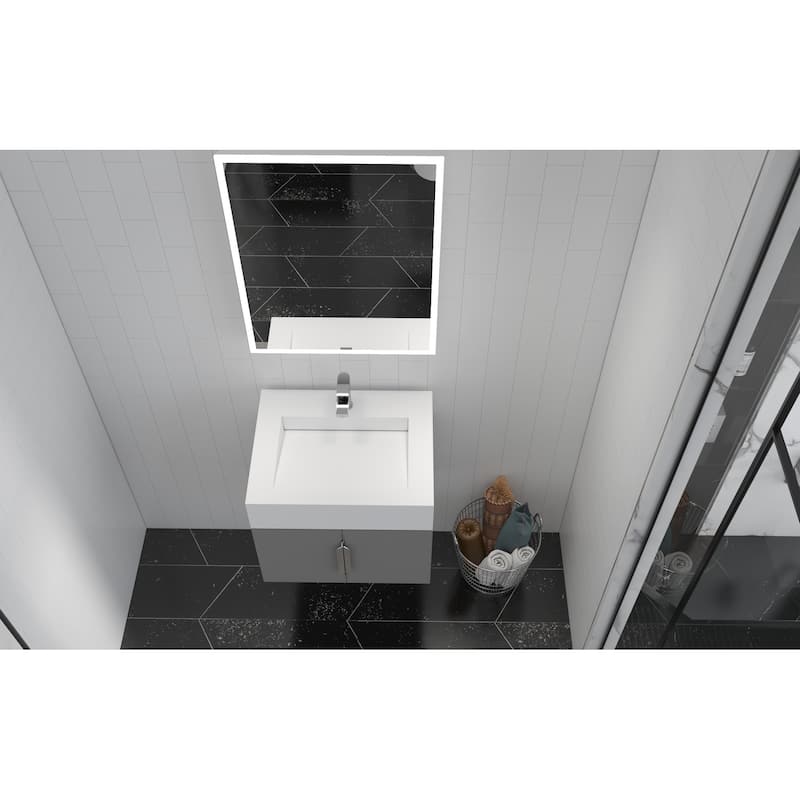 Nile 24-Inch Wall Mounted Bathroom Vanity Set w/ White Top