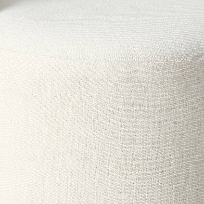 Upholstered Barrel Linen Dining Chair with Casters(Set of 4)