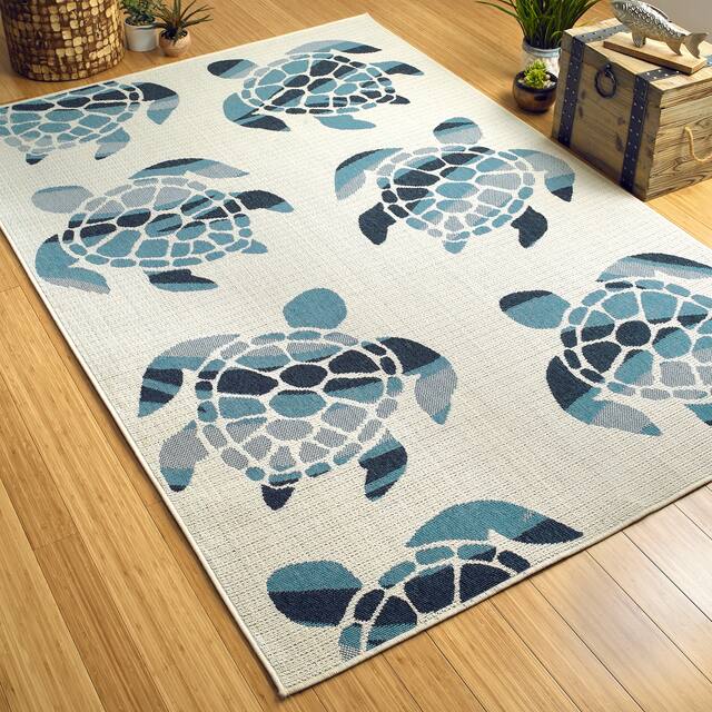 Ambrosi Sea Turtles Novelty Indoor/ Outdoor Area Rug
