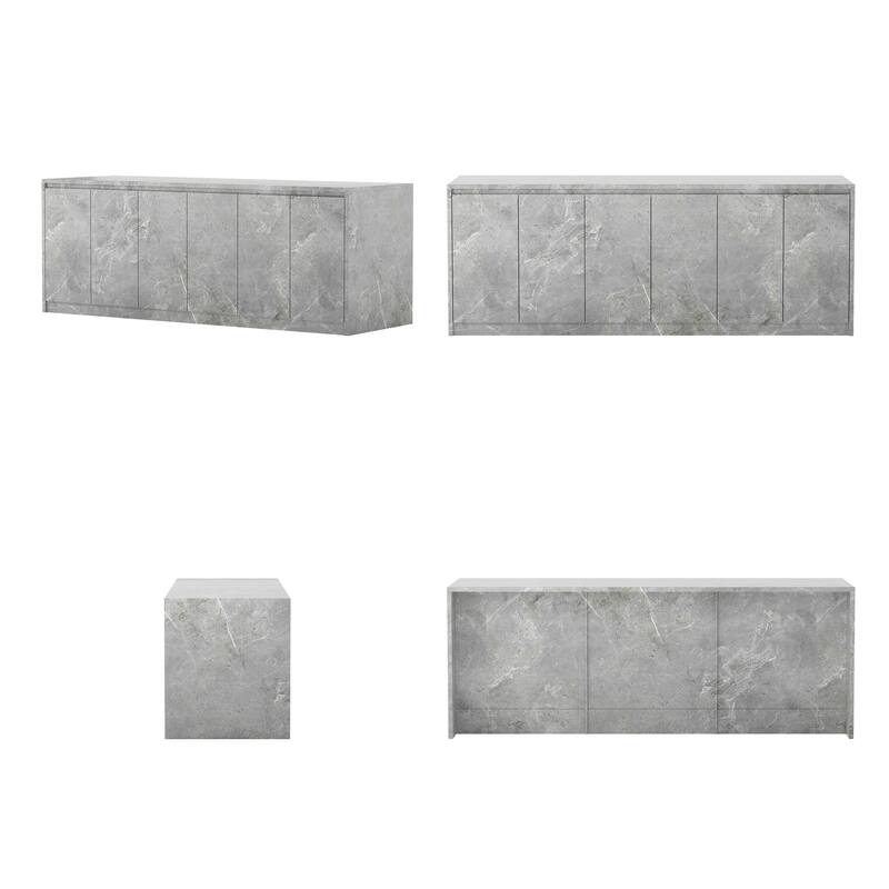 94.5” Extra Large Kitchen Island with Storage, Stone-Look Counter Height Island, Fully Assembled Modern Kitchen Furniture