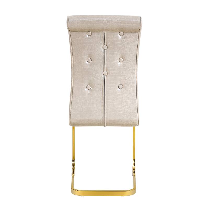 Retro Alligator-Embossed Faux Leather Dining Chairs with Crystal Buckle, Accent Upholstered Kitchen Chairs