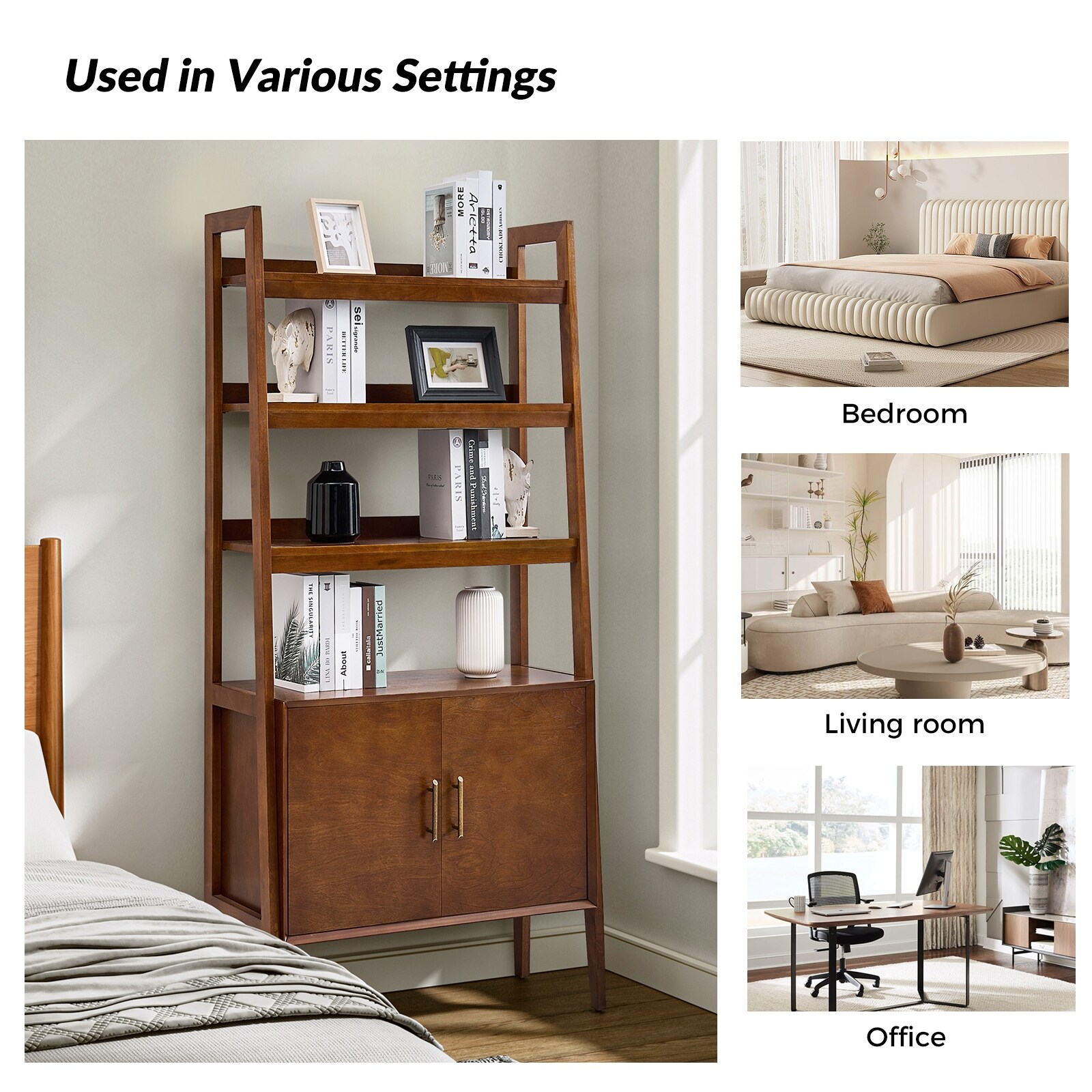 Augusto Mid-Century Modern Ladder Bookcase | HULALA HOME