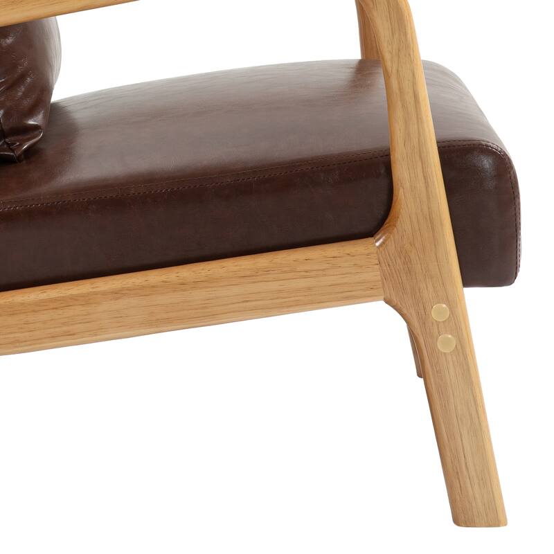 Mid-Century Modern Upholstered Accent Chair with Wood Frame