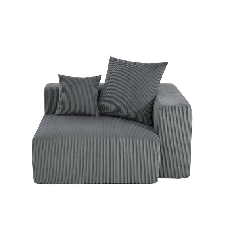 4-Piece Modern Corduroy Modular Sectional Sofa Set with 4 Throw Pillows