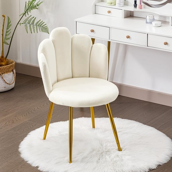 modern dressing chair OSP Home Furnishings Cady Vanity Chair in Textured Cream Fabric Fully Assembled