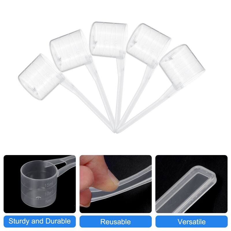 5 Pcs Measuring Spoon with Short Handle, Teaspoon (15ML) with Graduations - Transparent - 15ML