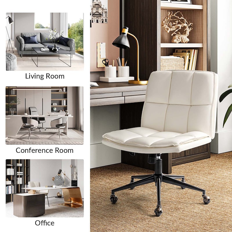 Judy Mid-century Modern Oversize Faux Leather Swivel Tilting Task Office Chair By HULALAHOME