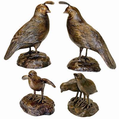 Design Toscano California Quail Bronze Garden Statues (Set of 4)