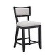 preview thumbnail 9 of 15, Set of 2 High Barstool with Back Upholstered Dining Chair, Wooden Frame Bar Chair for Home Bar, Kitchen Counter, Beige+Black
