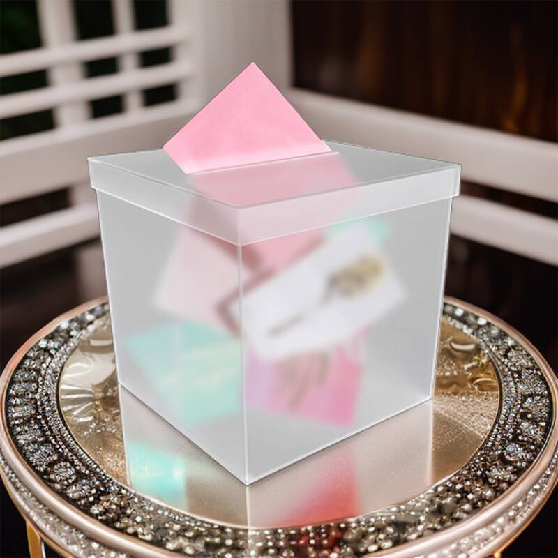OnDisplay 10" Luxe Acrylic Clear Wedding Card Box w/Lid - Lucite Gift/Money Box