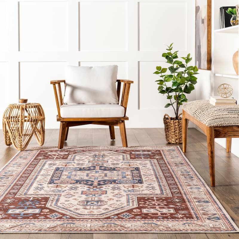 Nuloom Órla SpinClean Tribal Bordered Machine Washable Area Rug