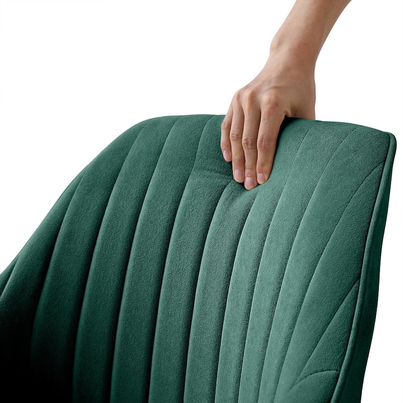 HomeRoots 23" Green Velvet And Gold Swivel Arm Chair - 23