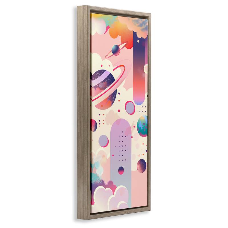 Stupell Surreal Geometric Planets Scene Framed Floater Canvas Wall Art Design By Wumples