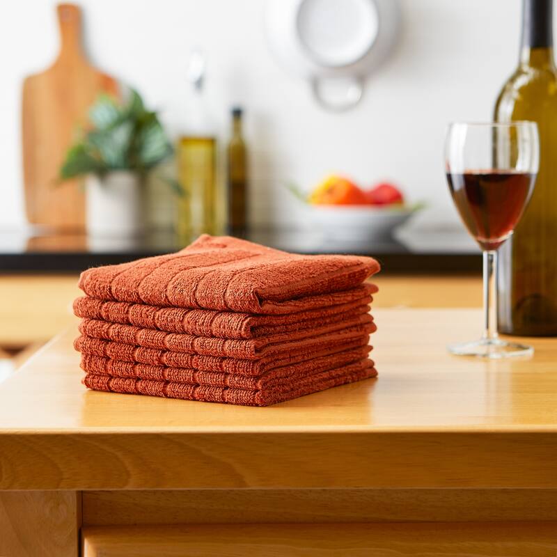 DII Solid Windowpane Terry Dishcloth Set of 6