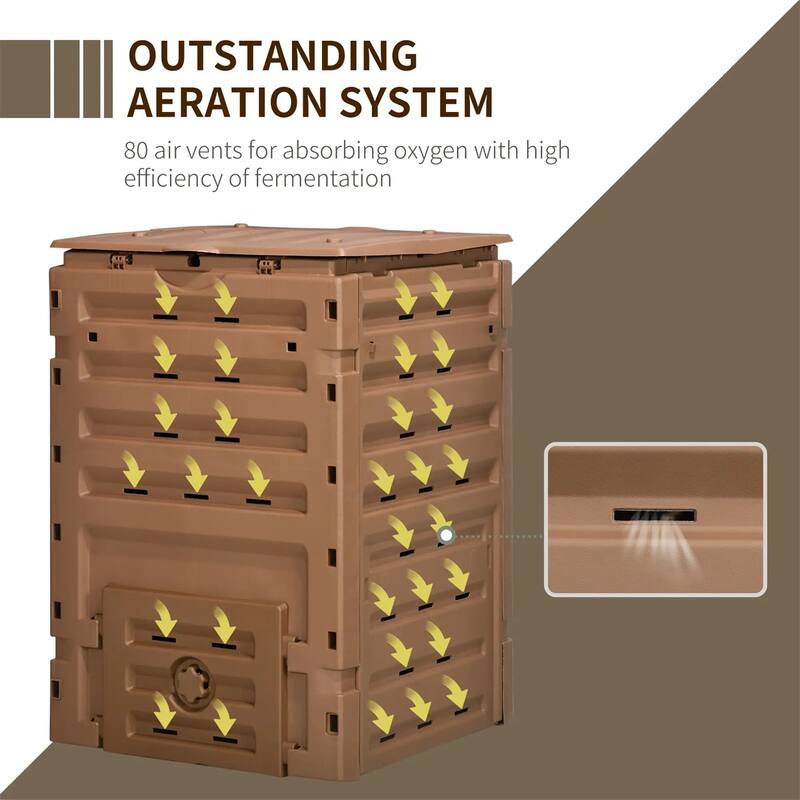 120 Gallon Outdoor Compost Bin Garden Tumbler Large Capacity with 80 Air Vents BPA-Free Easy Assembly Brown