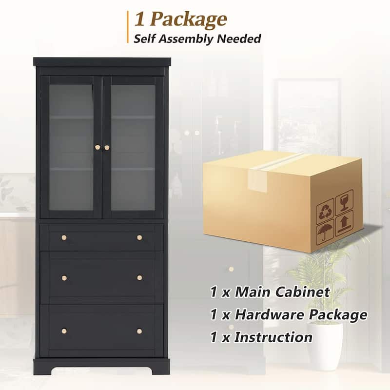 70.1" Modern High Freestanding Tall Bathroom Cabinet