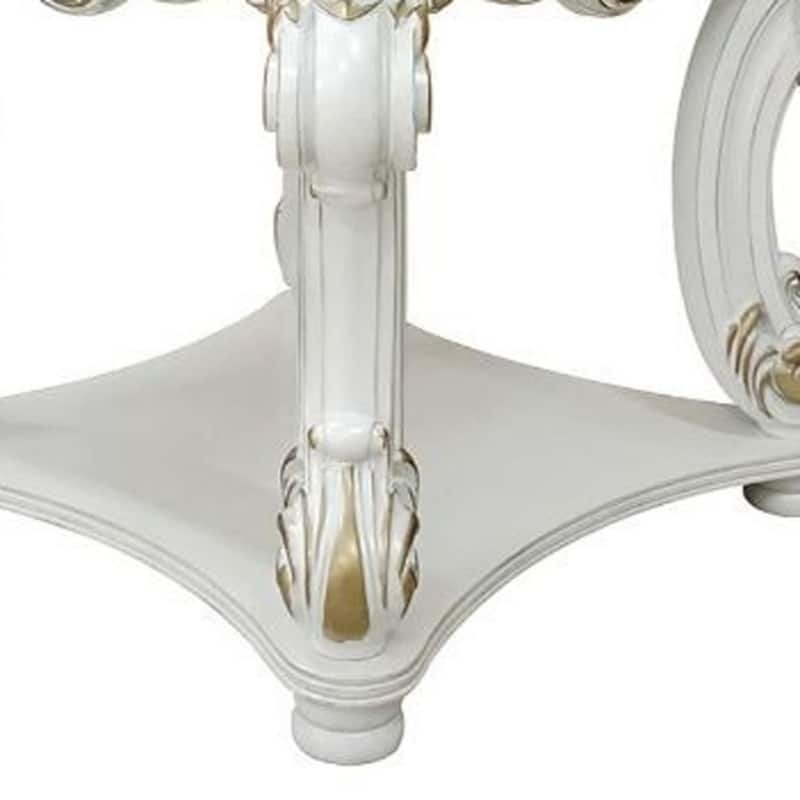 31" White Wood Square End Table with 4-Leg Base and Bottom Shelf for Living Room or Entryway - 31''L x 31''W x 26''H