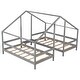 preview thumbnail 17 of 16, Twin Size Pine Double Bed with A Shared Desktop and Rooftop Style