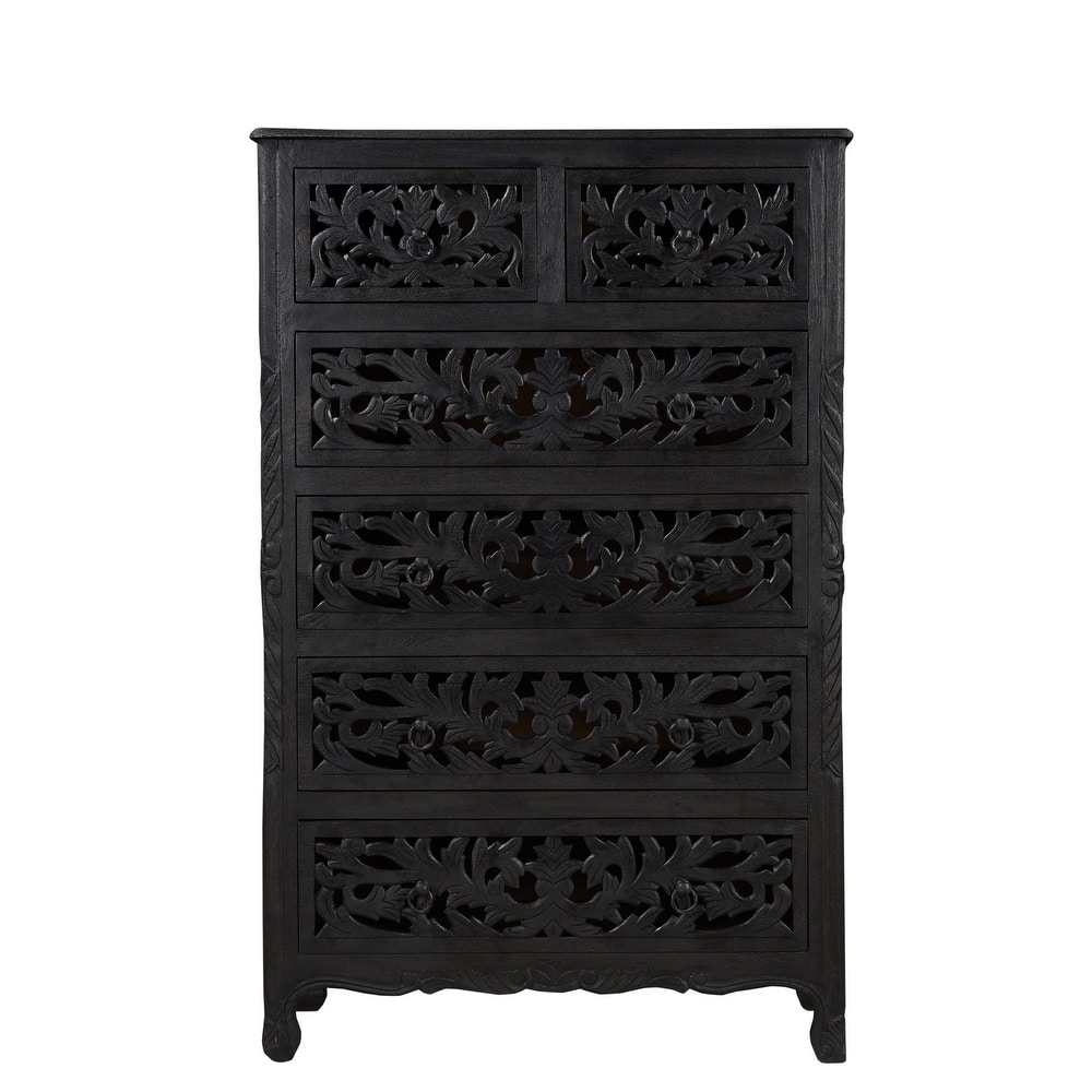 Florence Floral Carved Wood 6-Drawer Chest