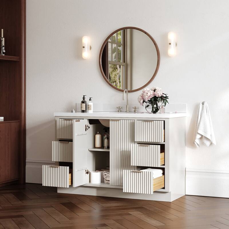 Ariel P55WQRVO Milan 55" Free Standing Single Basin Vanity Set with