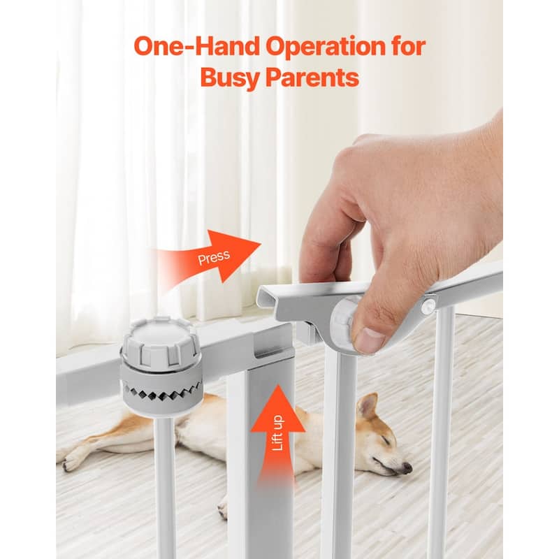 White Extra Wide Baby Gate for Stairs or Doorways 8 Panel Foldable Safety Barrier for Babies and Pets - 192"W