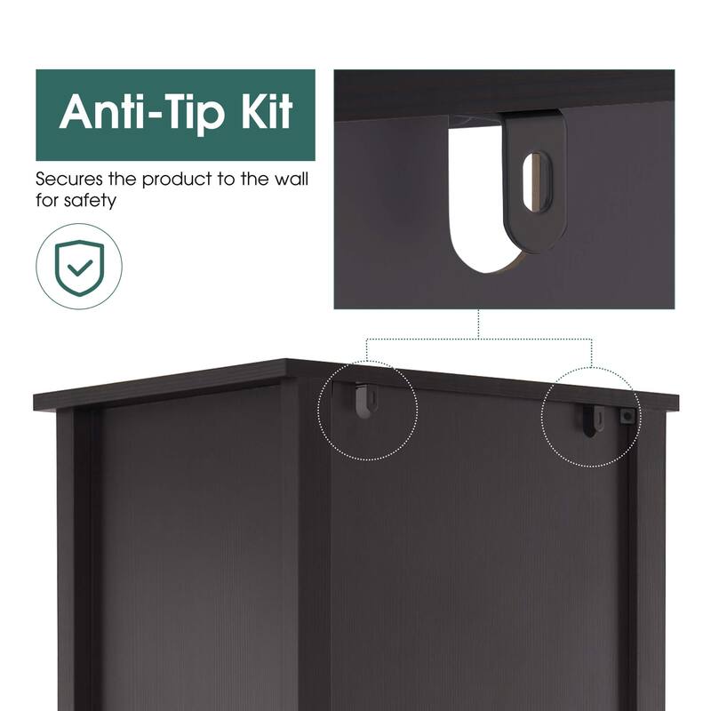 ivinta Tall Bookshelf with Storage, 5-Tier Modern Bookcase with Drawer, Door and Adjustable Shelf