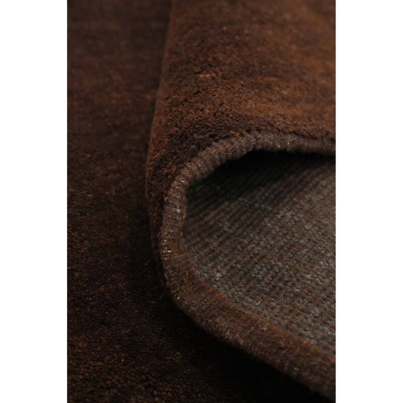 Hand Knotted Oriental 100% Wool Carpet Modern Solid Brown Gabbeh Runner Rug - 4' 7'' X 2' 4''