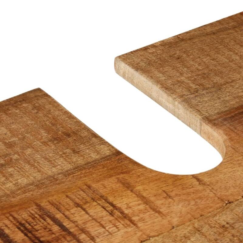 vidaXL Bathroom Sink Cabinet Black and Natural Mango Wood - 13.8 x 21.7 x 23.6 in