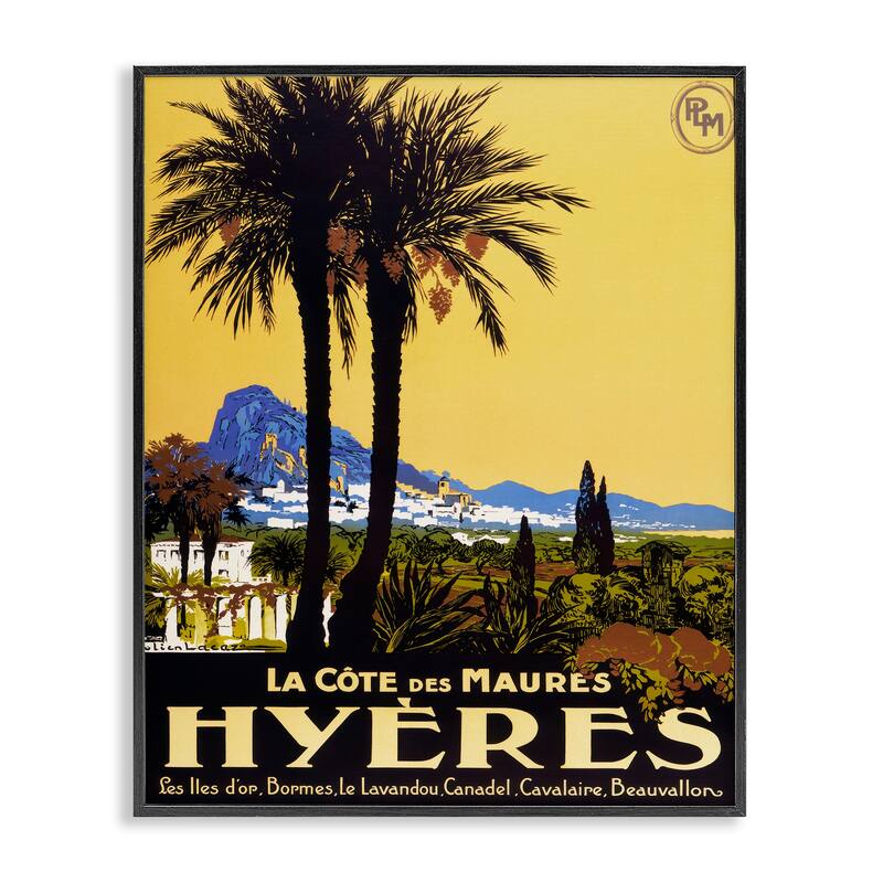 Stupell Vintage Tropical Travel Ad Framed Giclee Art Design By Marcus Jules - 16 x 20 - Black