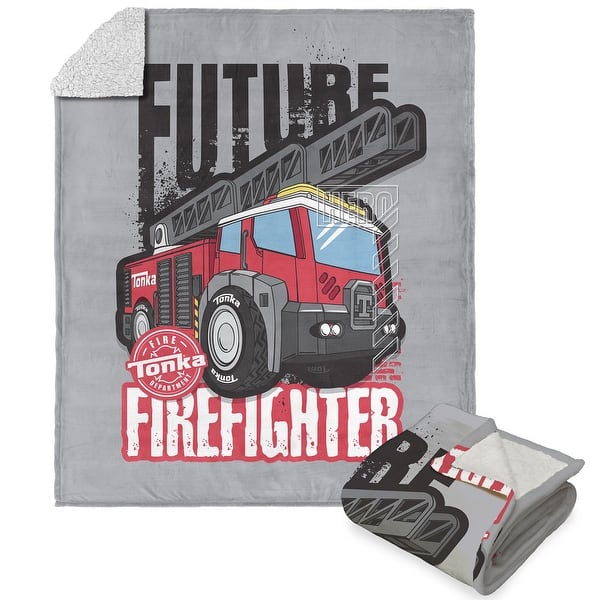 slide 2 of 54, Tonka Hasbro Silk Touch Sherpa Throw Blanket 50" x 60" - Future Firefighter
