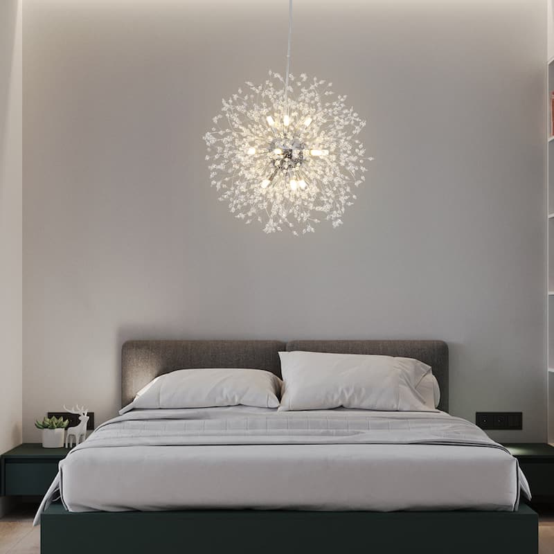 12-Light Linear Foyer Chandelier Lighting with Blowball Accent for Dining Room Kitchen Island