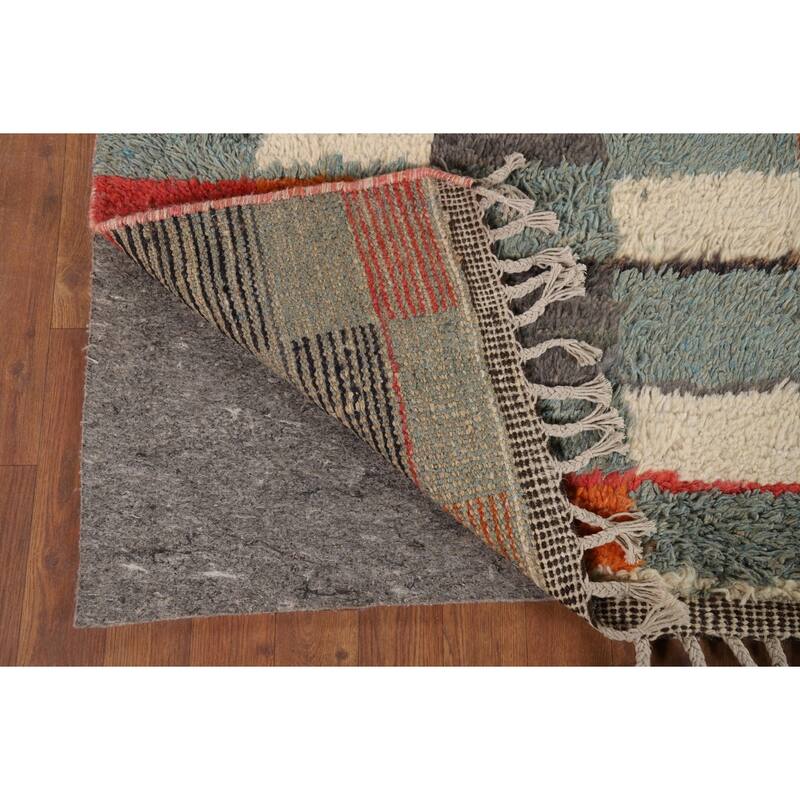 Checkered Moroccan Area Rug Hand-Knotted Wool Carpet - 8'0" x 10'11"