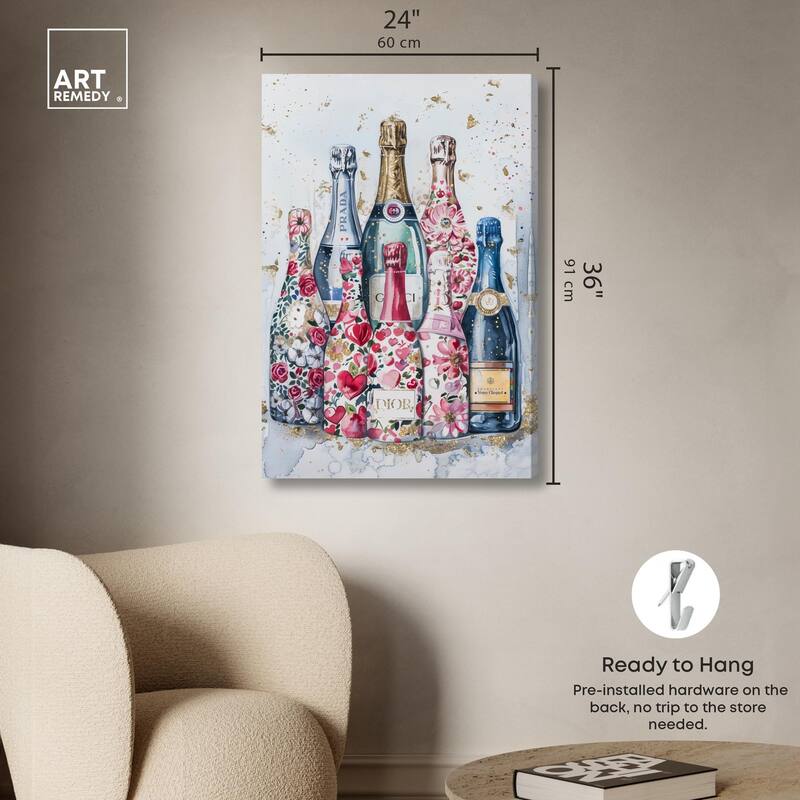 Intricate Floral Champagne Canvas by Art Remedy, Gallery Wrapped