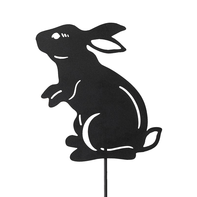 Glitzhome 2-in-1 Halloween Black Metal Rabbit Silhouette Yard Stakes Wall Decor (Set of 3)
