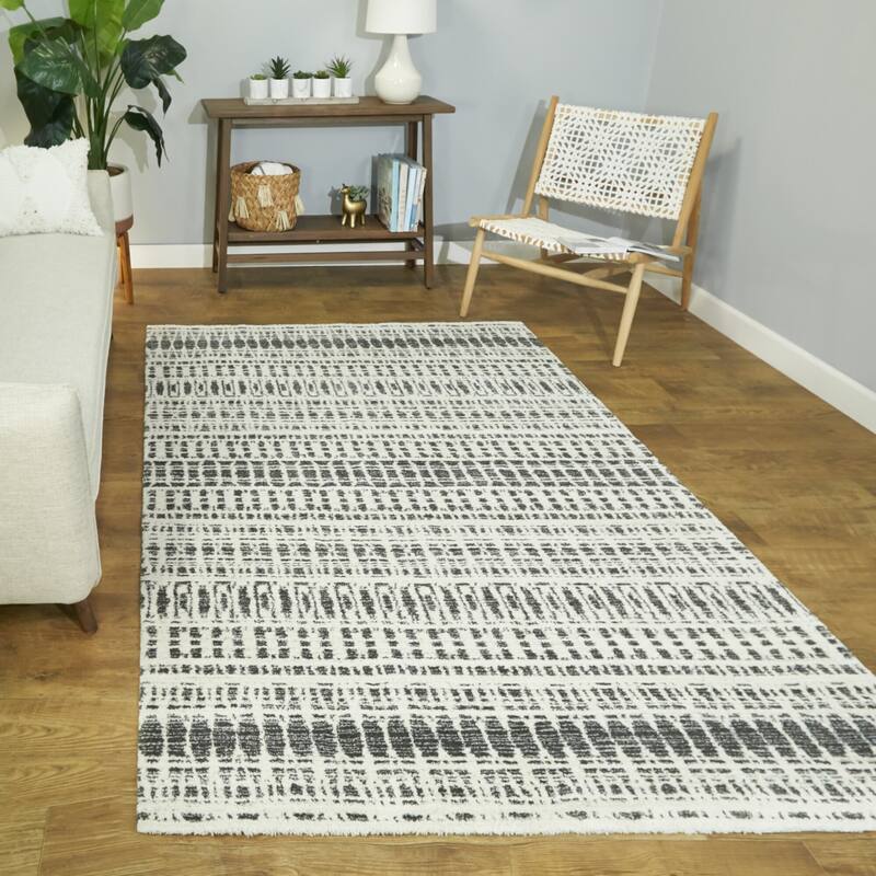 Sylviane Transitional Stripe Area Rug - 7'10" x 10' - Grey