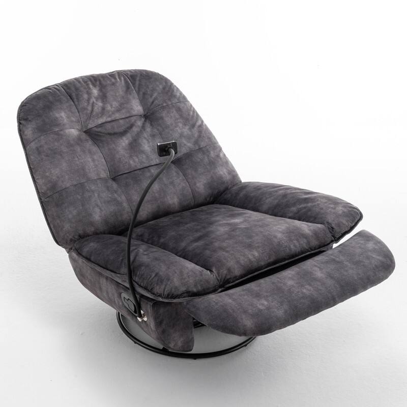 Gold-Stamped Velvet Multi-Function Recliner with Swivel, Glide & Phone Holder - Oversized Comfort for Living Room, Bedroom