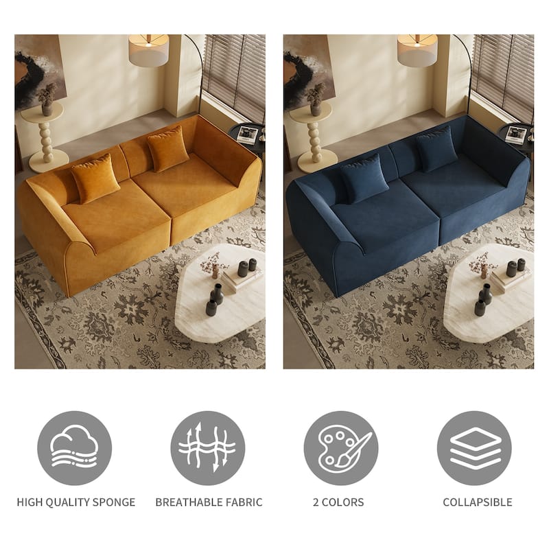 Compressed Memory Foam Sofa with PillowS, 2-Seater Lounger Daybed