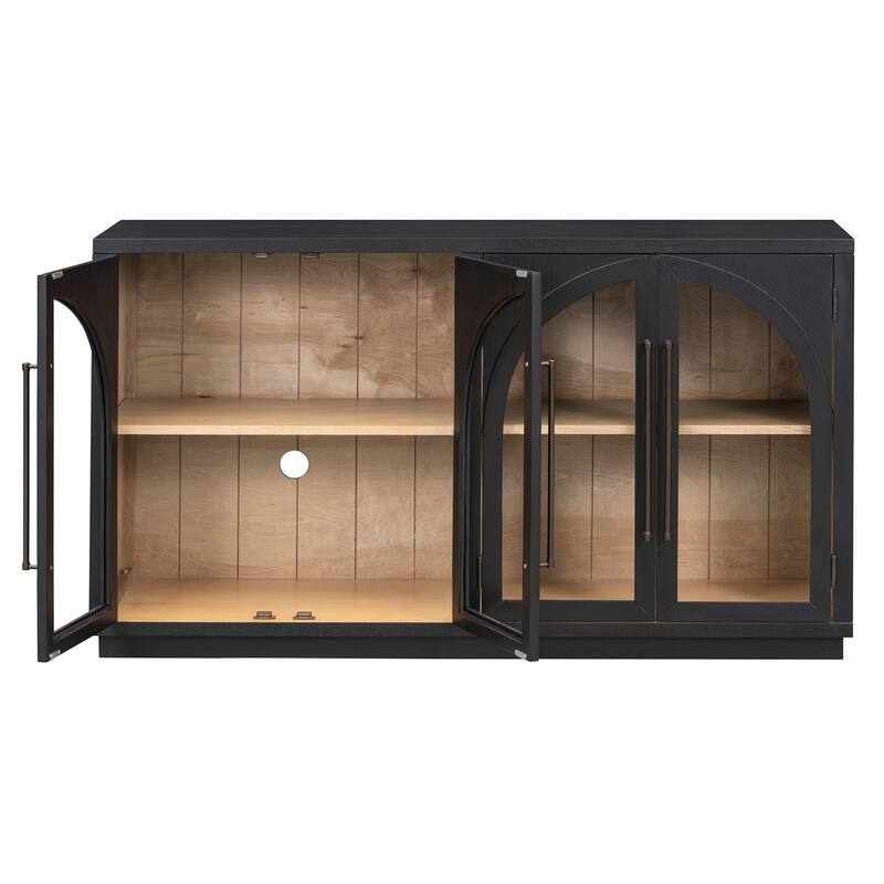 Sideboard with 4 Glass Doors and Adjustable Shelves
