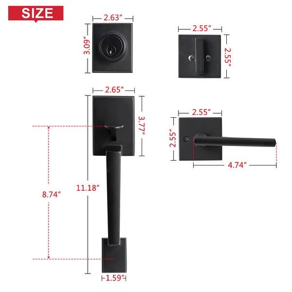 Knobonly 2-Pack Front Door Locks With Keys - Satin Nickel Heavy Duty Exterior Handles For Home & Office